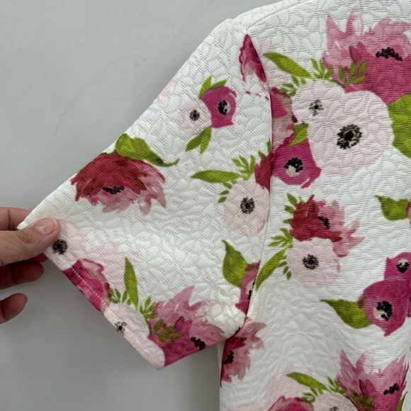 RACHEL PARCELL WHITE Pink Peonies Womans classic cottagecore sheath dress LARGE - Picture 7 of 14